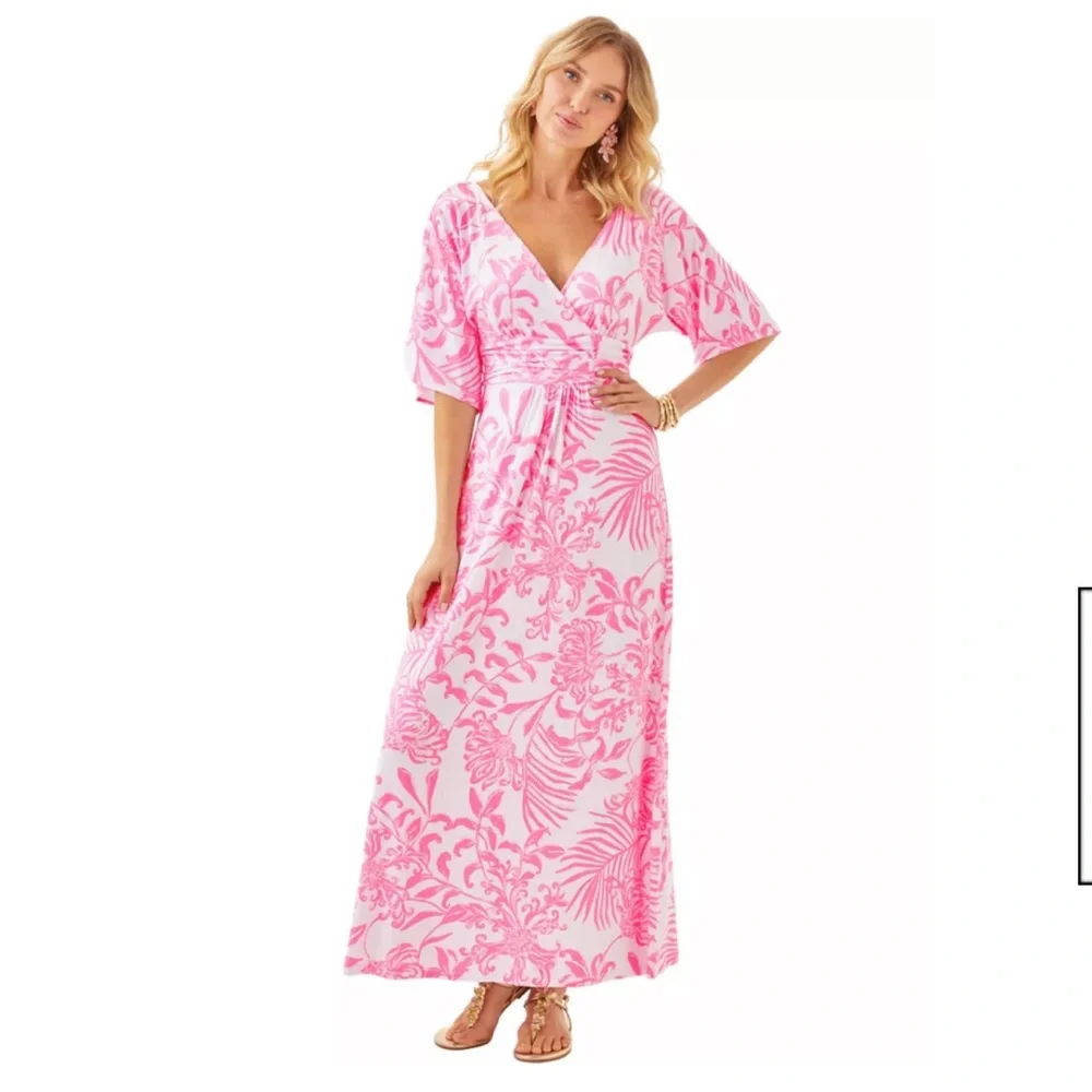 NWT: Lilly Pulitzer Parigi Maxi Dress, Rousseau Pink Glisten In The Sun, Large - Picture 1 of 7